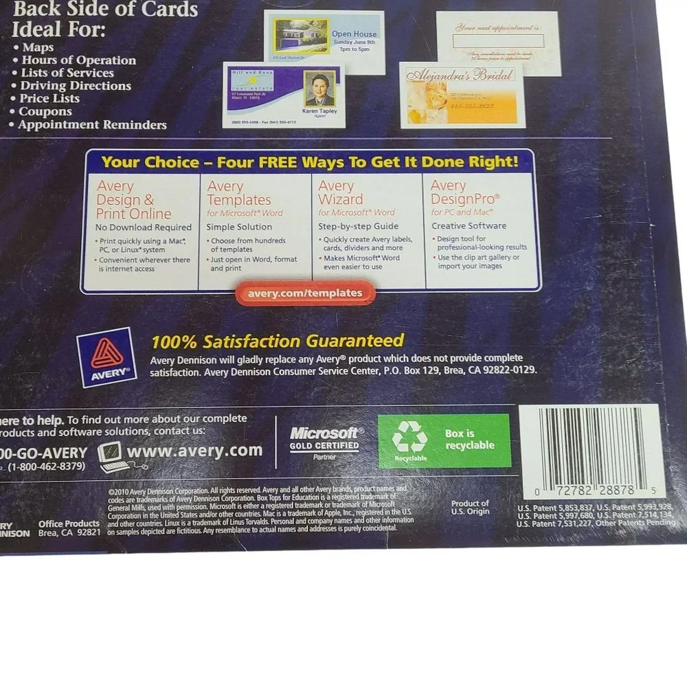 Avery Clean Edge Business Cards Ink Jet Printable White 28878 90 Cards